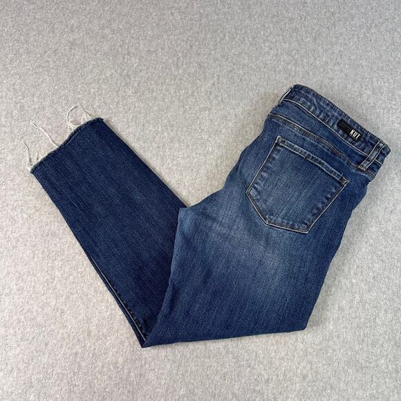 Kut From The Cloth Distressed Jeans Womens 12 Blue Medium Wash Raw Hem Mid Rise - Picture 3 of 11
